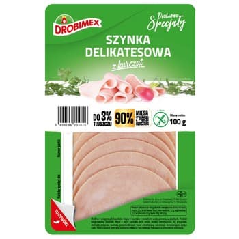Szynka delikatesowa z kurcząt plastry 100 g Drobimex