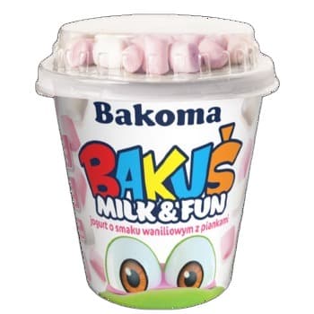 Bakuś Milk & Fun Jogurt o smaku waniliowym z piankami 128g