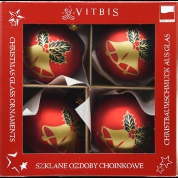 Vitbis Bombki szklane dekorowane 80 mm 6 sztuk biały i złoty