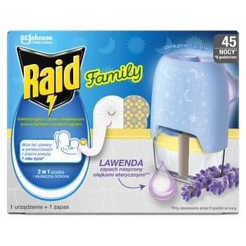 Raid® Family elektrofumigator z płynem owadobójczym - Lawenda 27ml