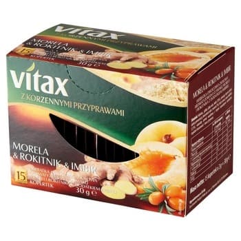 Vitax Herbatka owocowo-ziołowa morela & rokitnik & imbir 15 kopertek 30 g