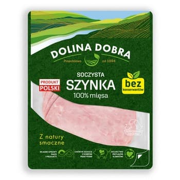 Szynka 100% mięsa bez konserwantów w plastrach 100 g Dolina Dobra