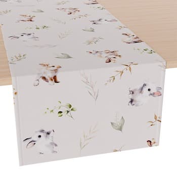 Bieżnik na stół rozmiar 40x140 cm kroliczki na łące
