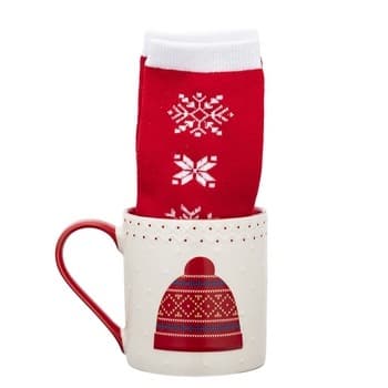 Zestaw kubek świąteczny 500 ml czerwony ze skarpetkami rozmiar 35-44 Altom Design