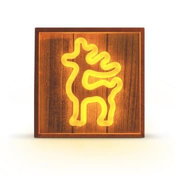 Neon Forever Light Wood Frame LED Renifer biały FLNW01
