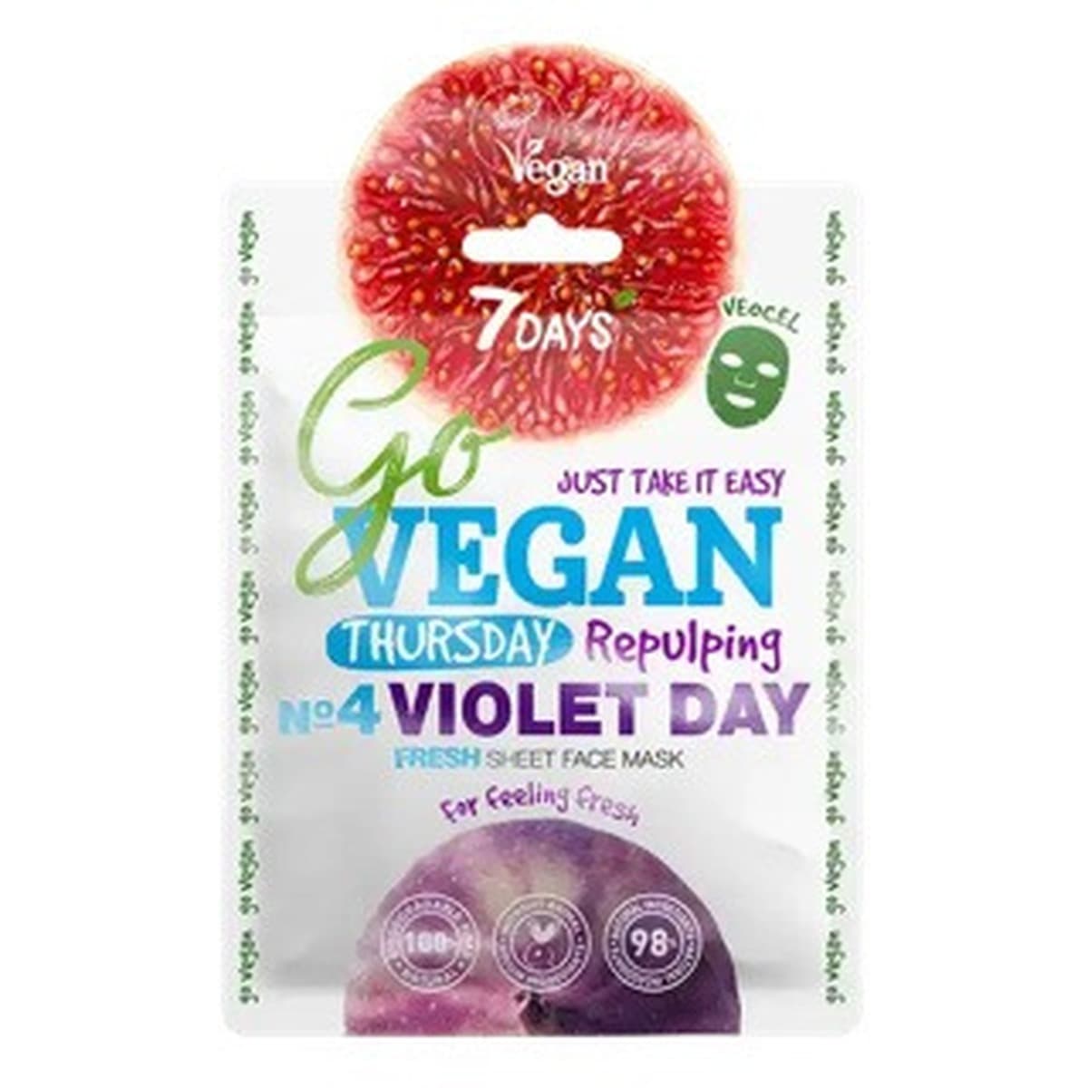 7DAYS GoVEGAN Thursday Violet Day / Usuwająca Oznaki Stresu Maska W Płachcie (25 g)