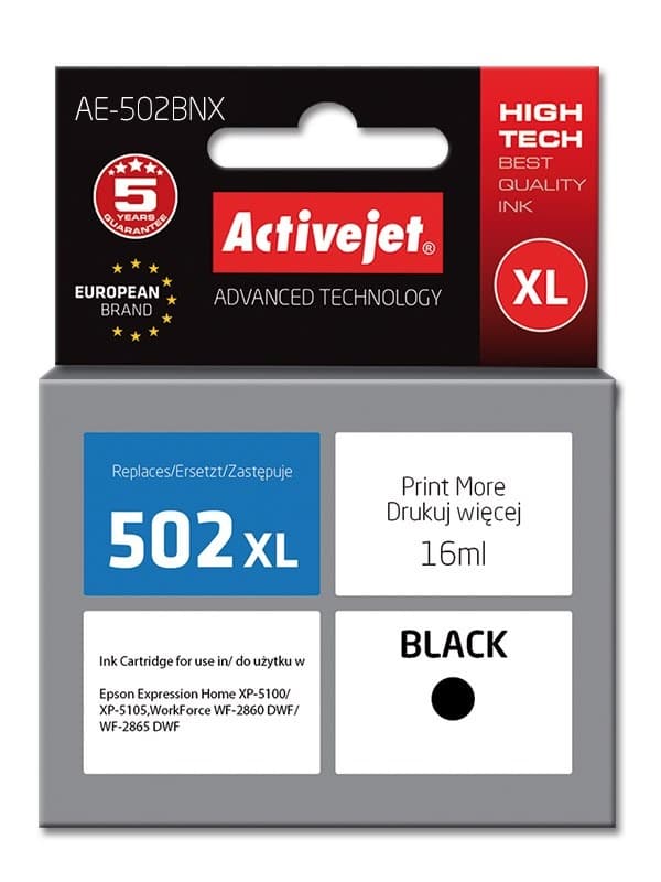 Activejet Tusz zamiennik Epson 502XL Supreme czarny 16 ml