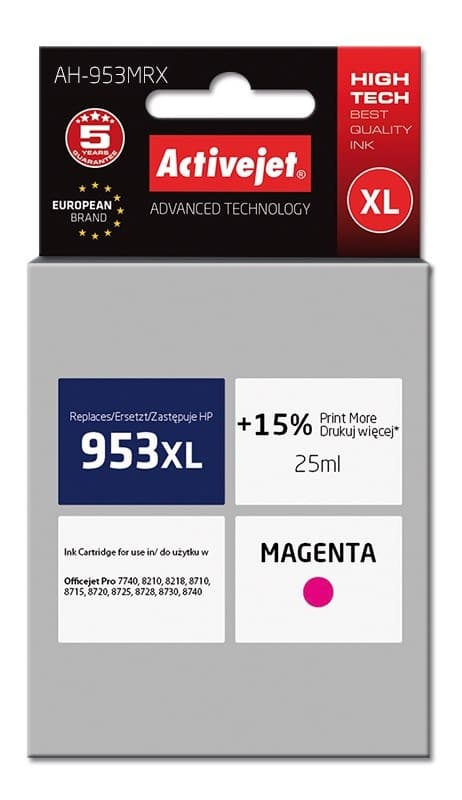 Activejet Tusz zamiennik HP 953XL Premium czerwony 25 ml