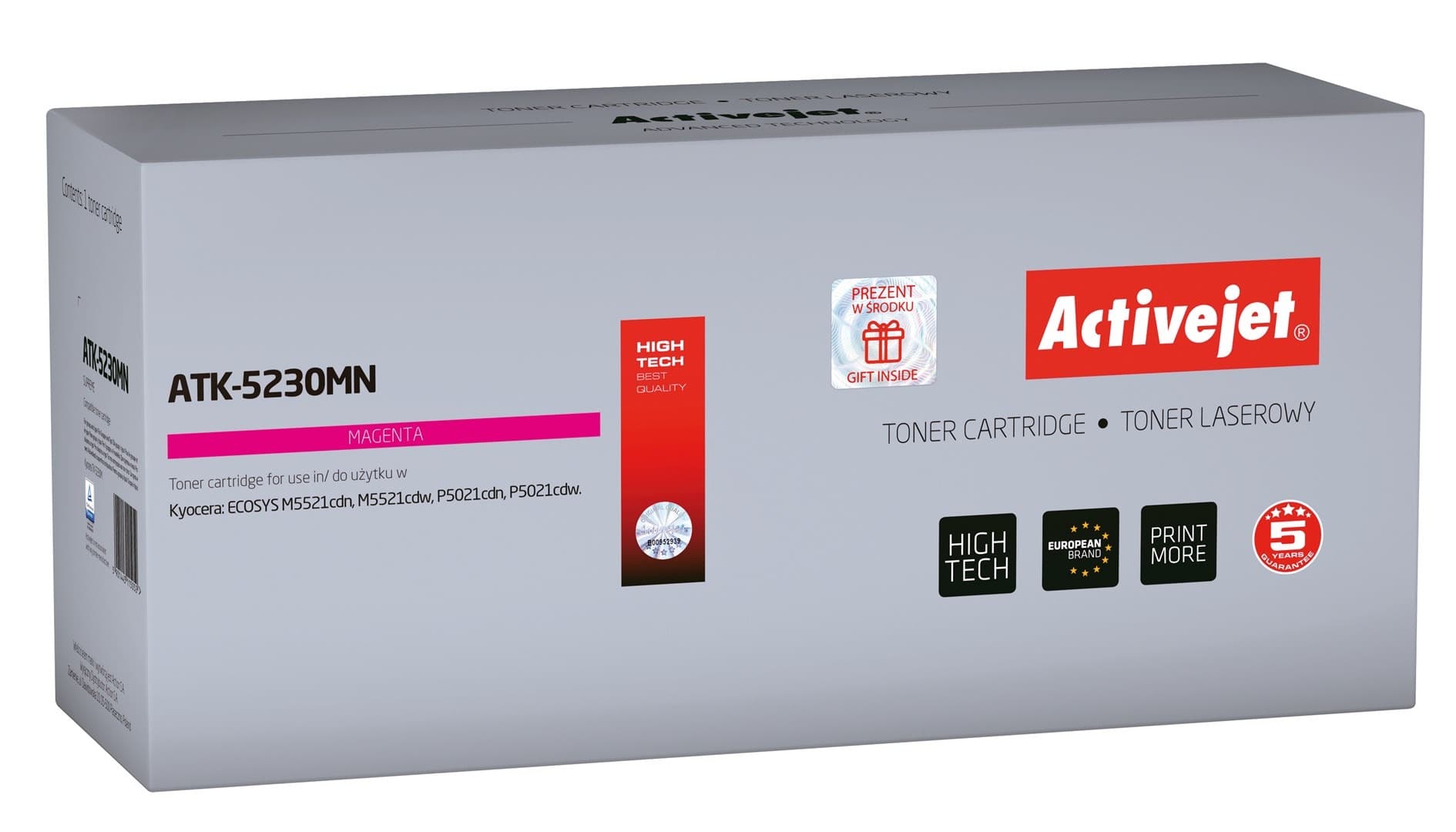 Activejet ATK-5230MN Toner zamiennik Kyocera TK-5230M (Supreme, 2200 stron, purpurowy)