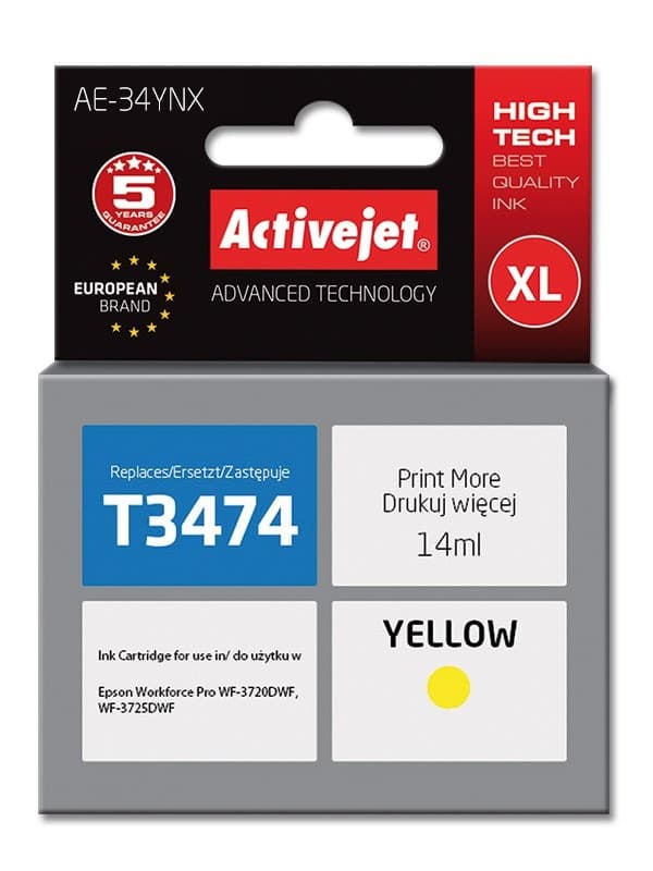 Activejet Zamiennik Tuszu Żółty Epson 34XL 14 ml