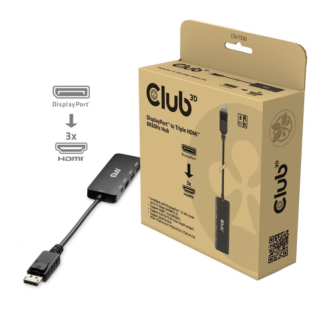 Adapter Club3D DisplayPort do HDMI potrójny