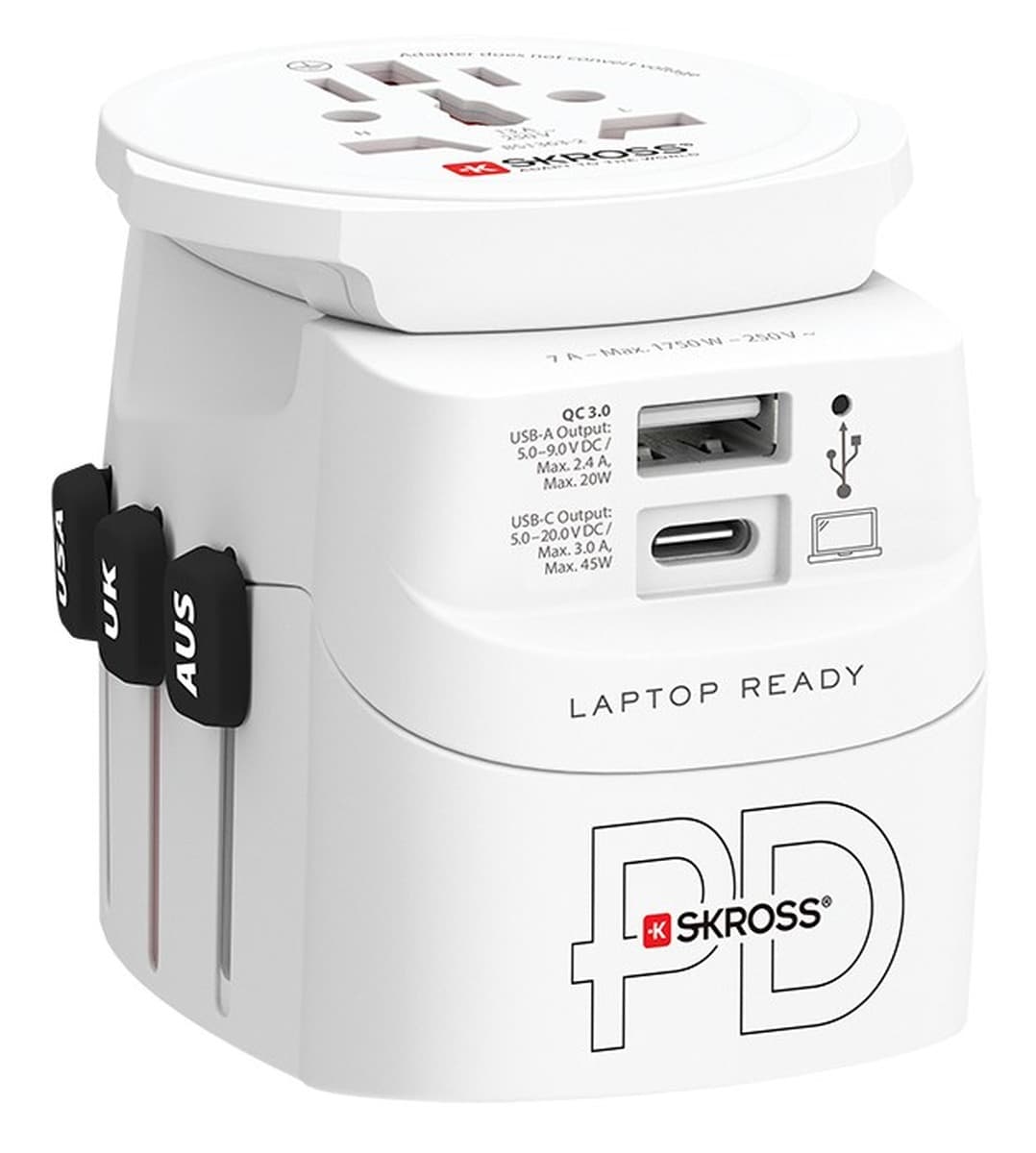 Adapter podróżny SKROSS Pro Light USB AC45PD World z USB-C biały