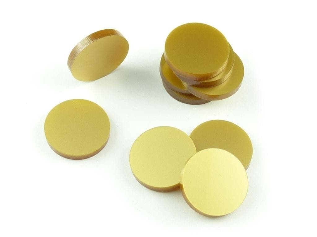 Akrylowe znaczniki okrągłe złote 22 x 3 mm 10 sztuk