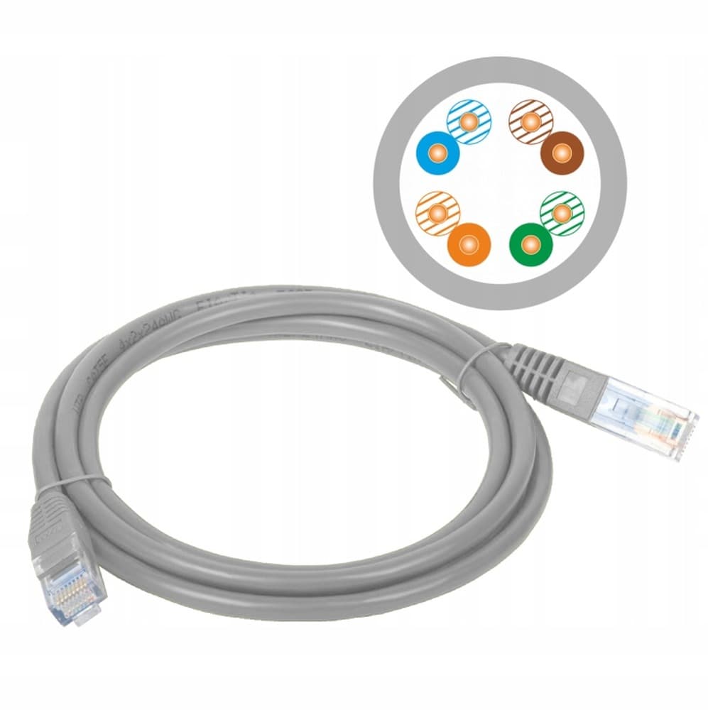 Patchcord U/UTP kat.5e PVC szary 10.0m