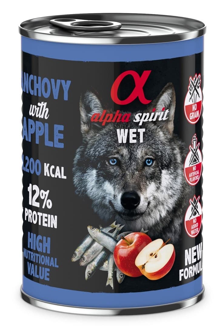 Alpha Spirit Anchois z jabłkiem mokra karma dla psa 400 g
