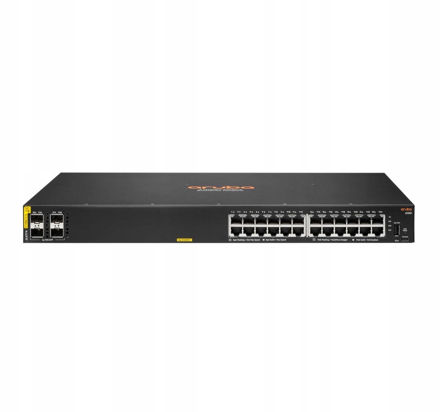 Aruba 6100 24G PoE 4SFP+ 370W Zarządzany Switch L3 Gigabit Ethernet