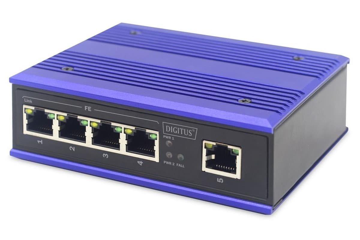 ASSMANN Electronic DN-650105 - 5-portowy przełącznik Fast Ethernet, czarno-niebieski