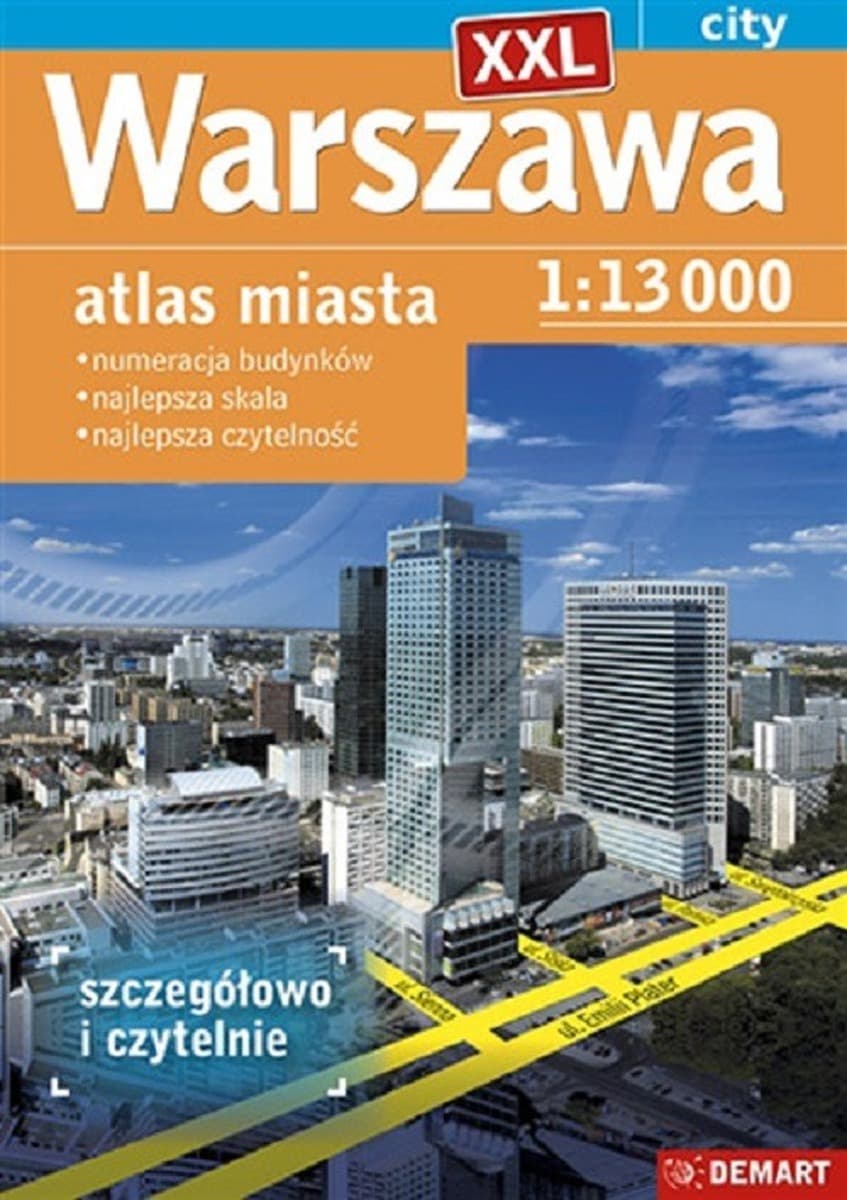Atlas miasta Warszawa XXL. Szczegółowa mapa z numeracją budynków