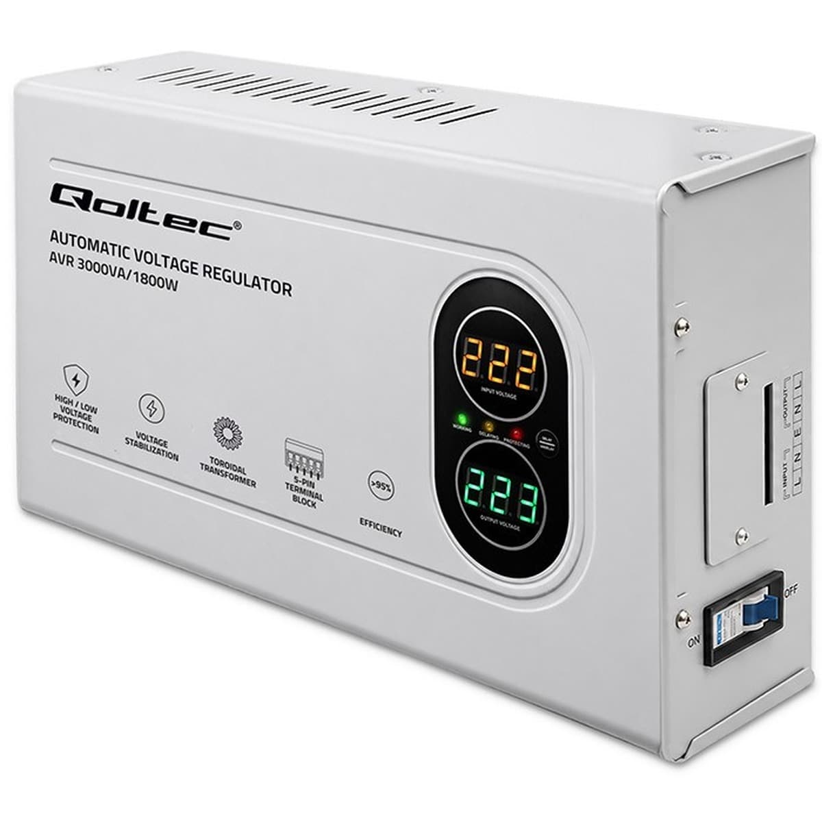 Automatyczny stabilizator napięcia AVR 3000VA 1800W Compact z transformatorem toroidalnym
