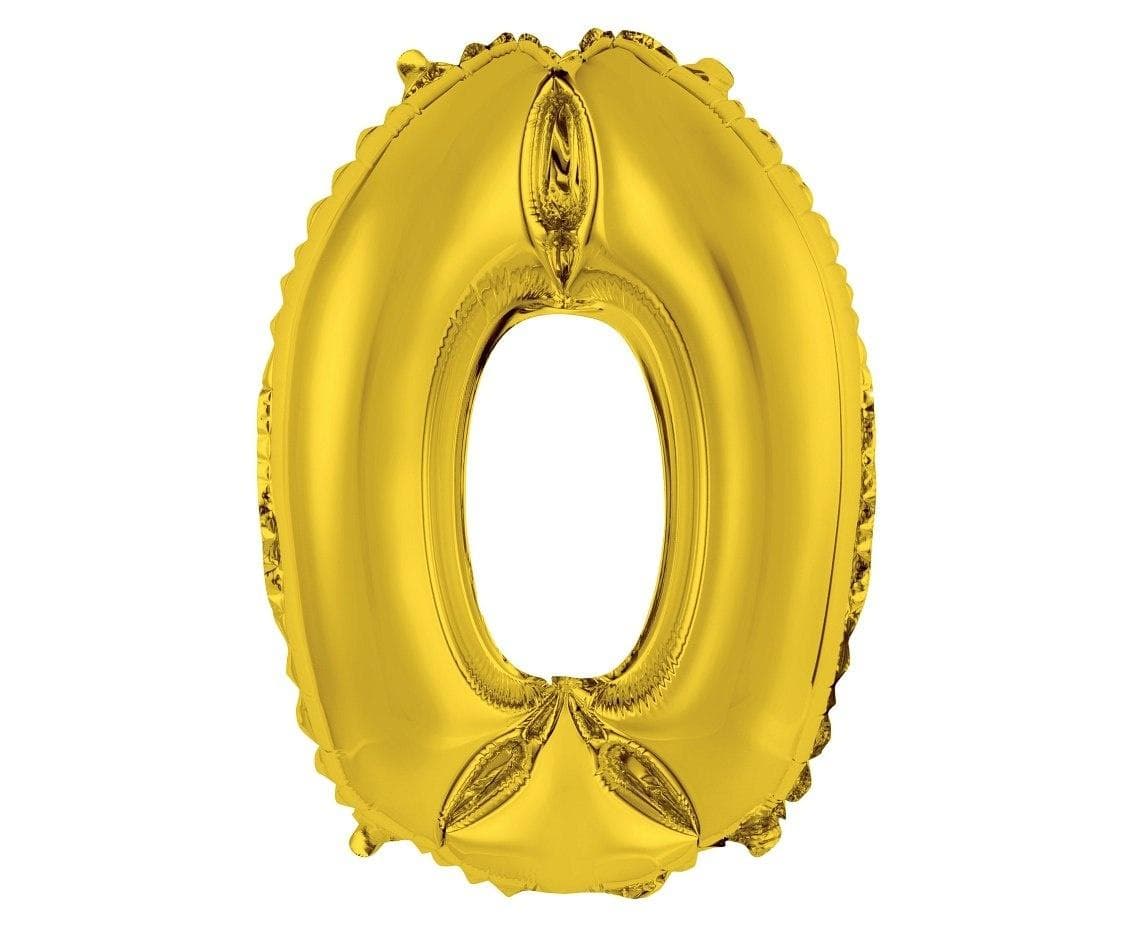 Balon foliowy cyfra 0 złoty 35 cm