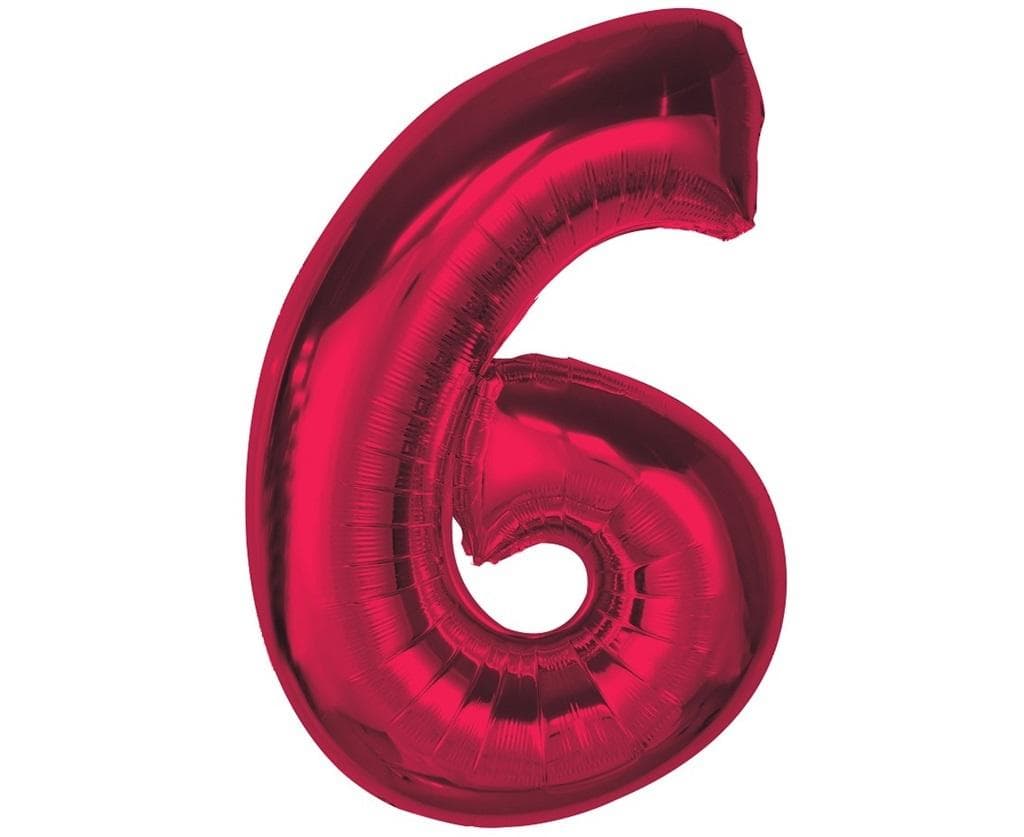 Balon foliowy cyfra 6 czerwony 92 cm