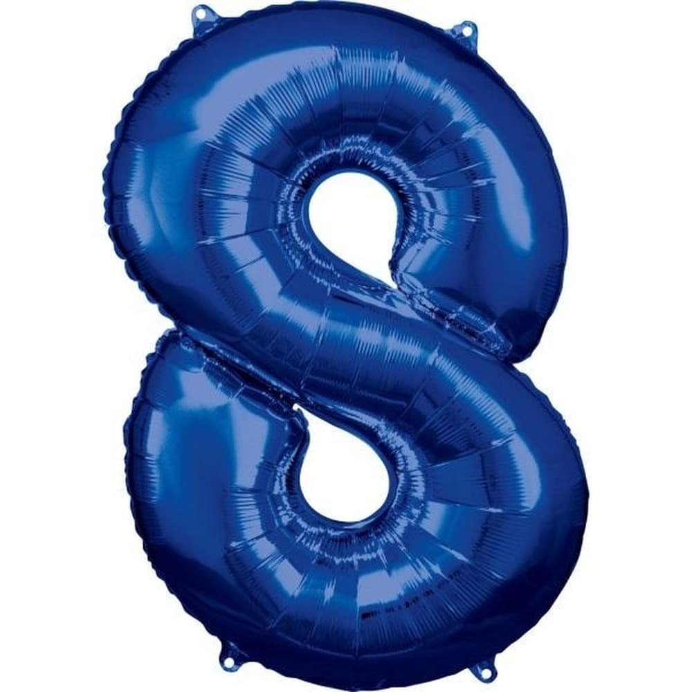 Balon foliowy cyfra 8 niebieska 57 x 86 cm
