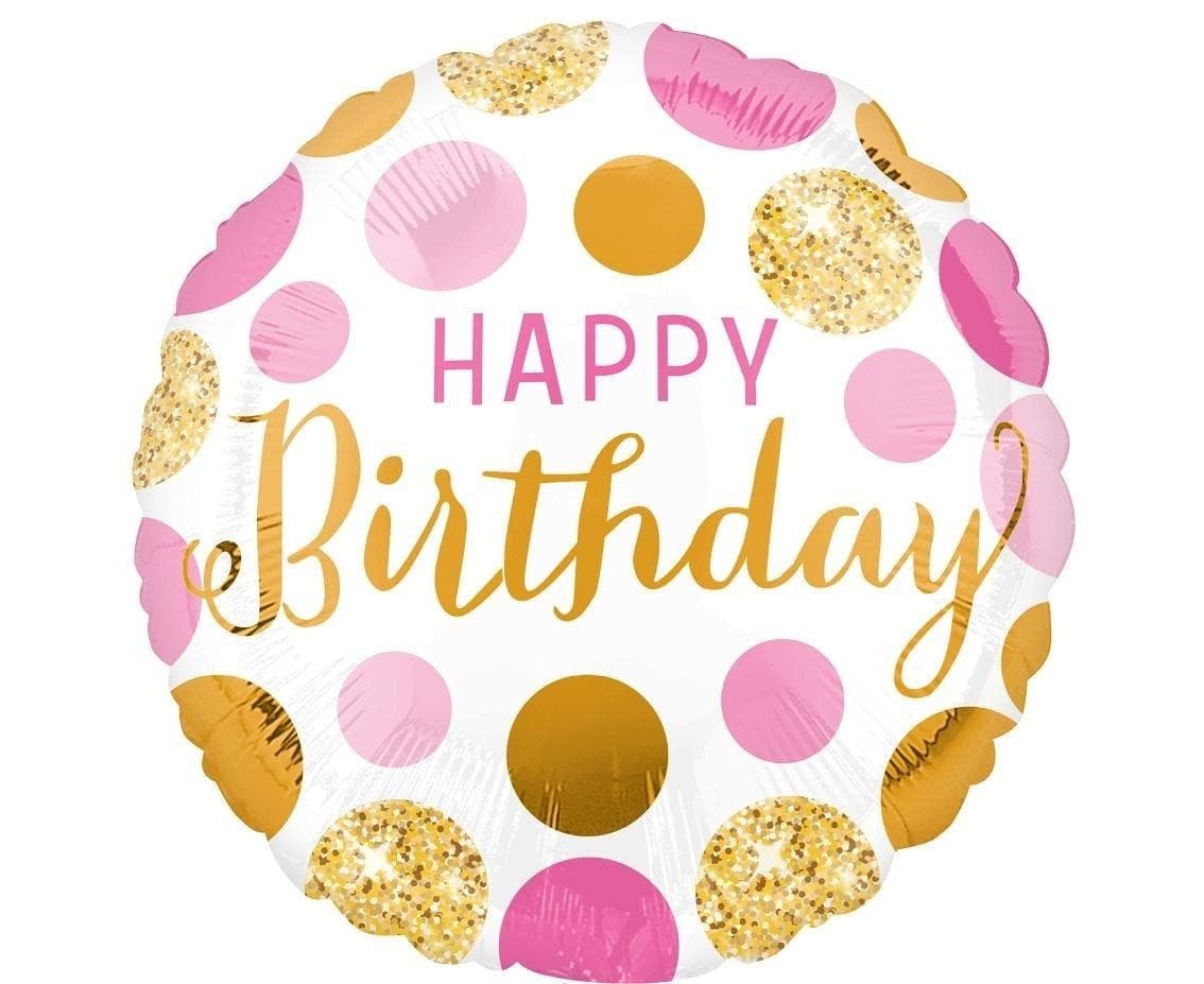 Balon foliowy okrągły Happy Birthday różowo-złoty 46 cm