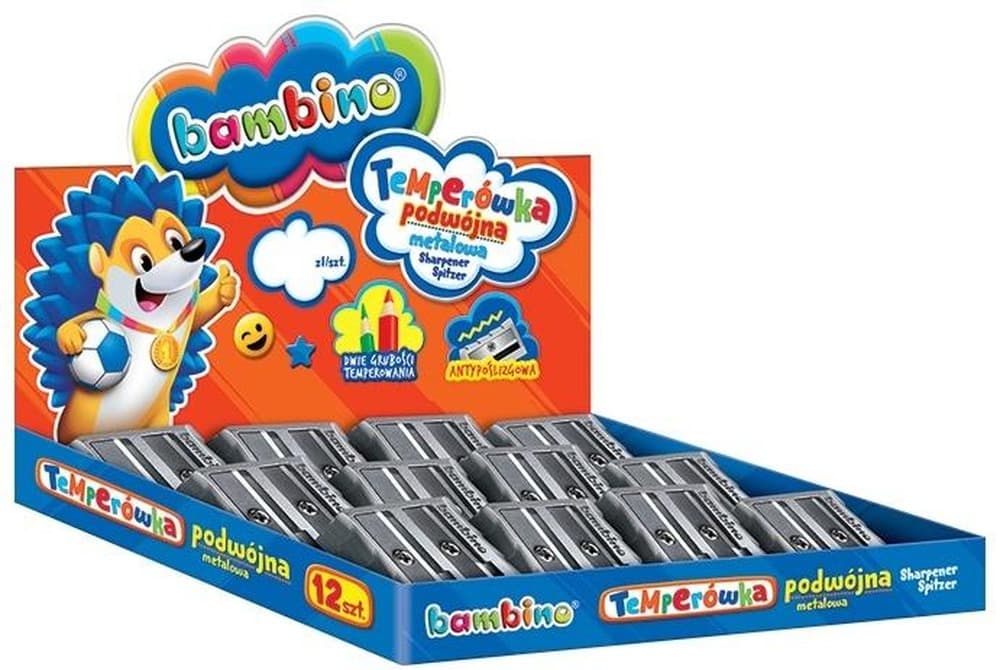 Bambino Temperówka Podwójna Metalowa 12 sztuk