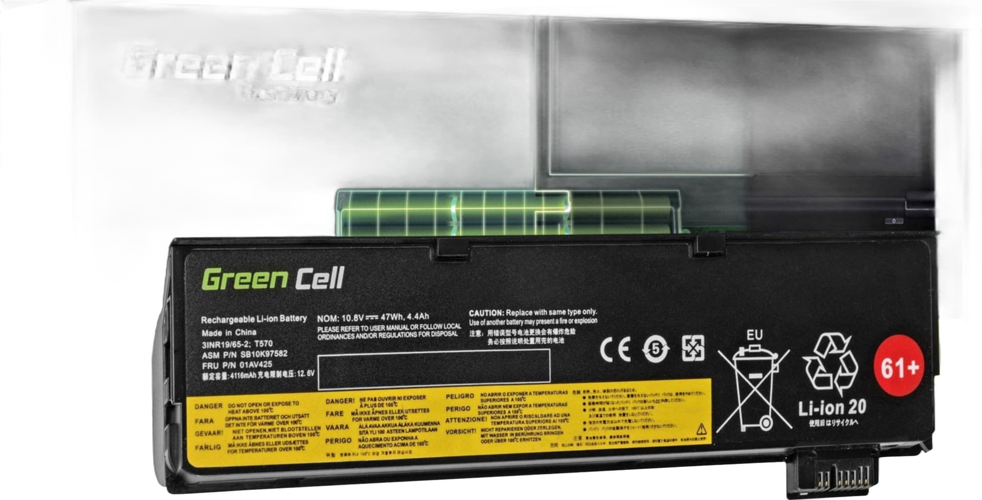 Bateria Green Cell LE95 01AV424 do Lenovo ThinkPad T470 T570 P51S 4400 mAh 10.8V