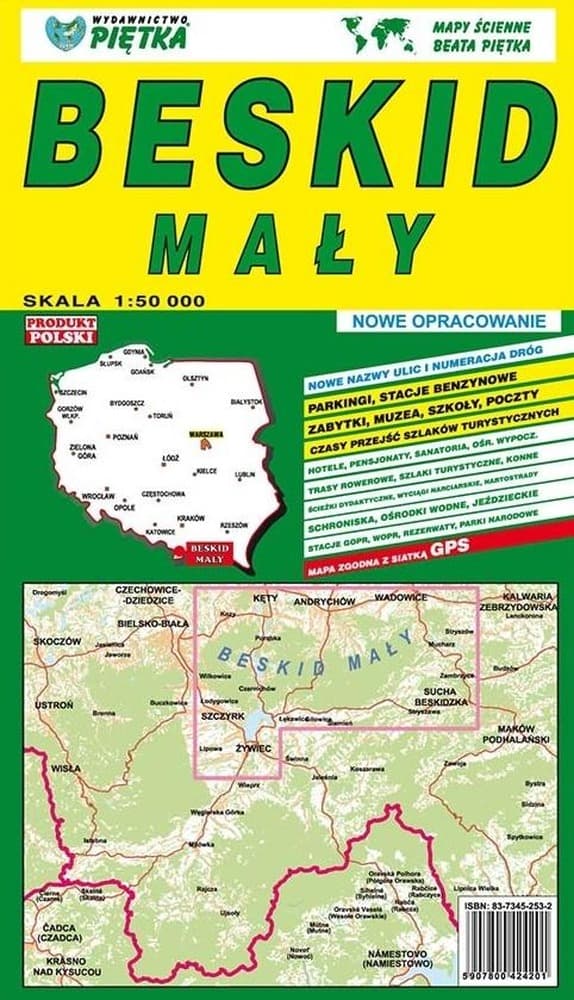 Beskid Mały mapa turystyczna 1:50 000 Wydawnictwo Piętka