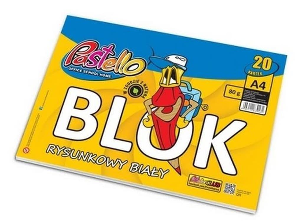 Blok rysunkowy A4 80g, biały, 20 kartek