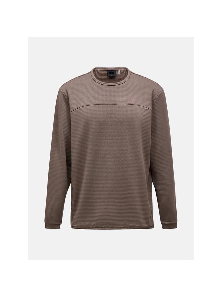 Bluza męska Peak Performance M Trail Polartec Power Grid Crew brązowa - XL
