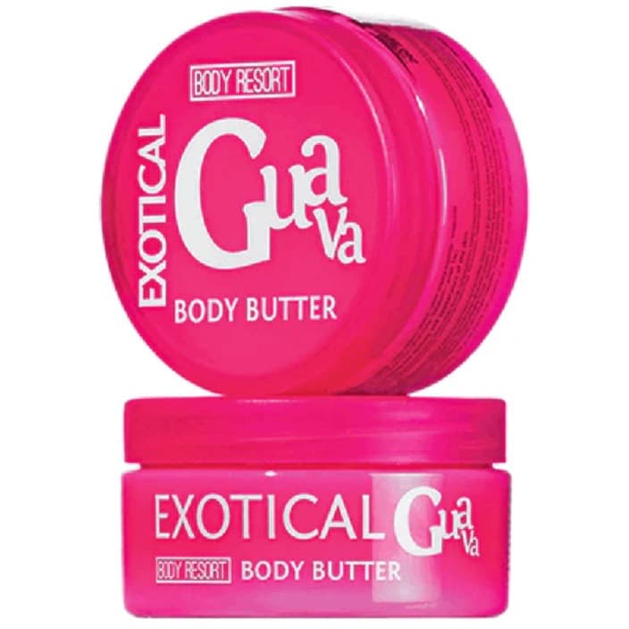 BODY RESORT clear pink jar body butter, 200ml - white - exotical guava fragrance -
