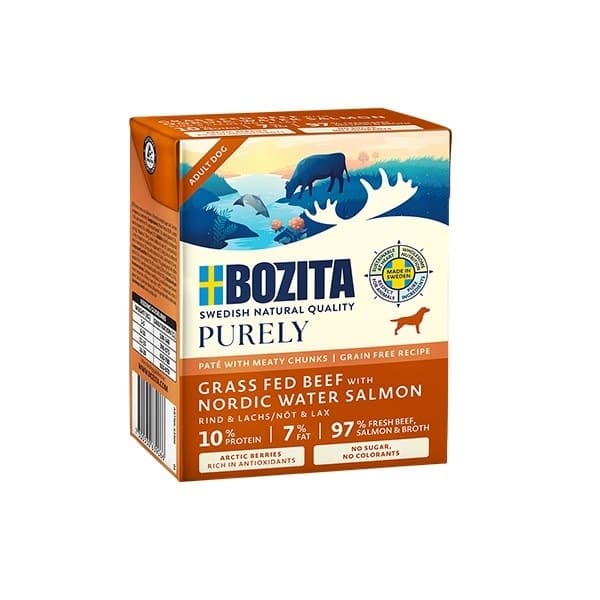 Bozita Purely wołowina z łososiem pasztet z kawałkami mięsa 370 g