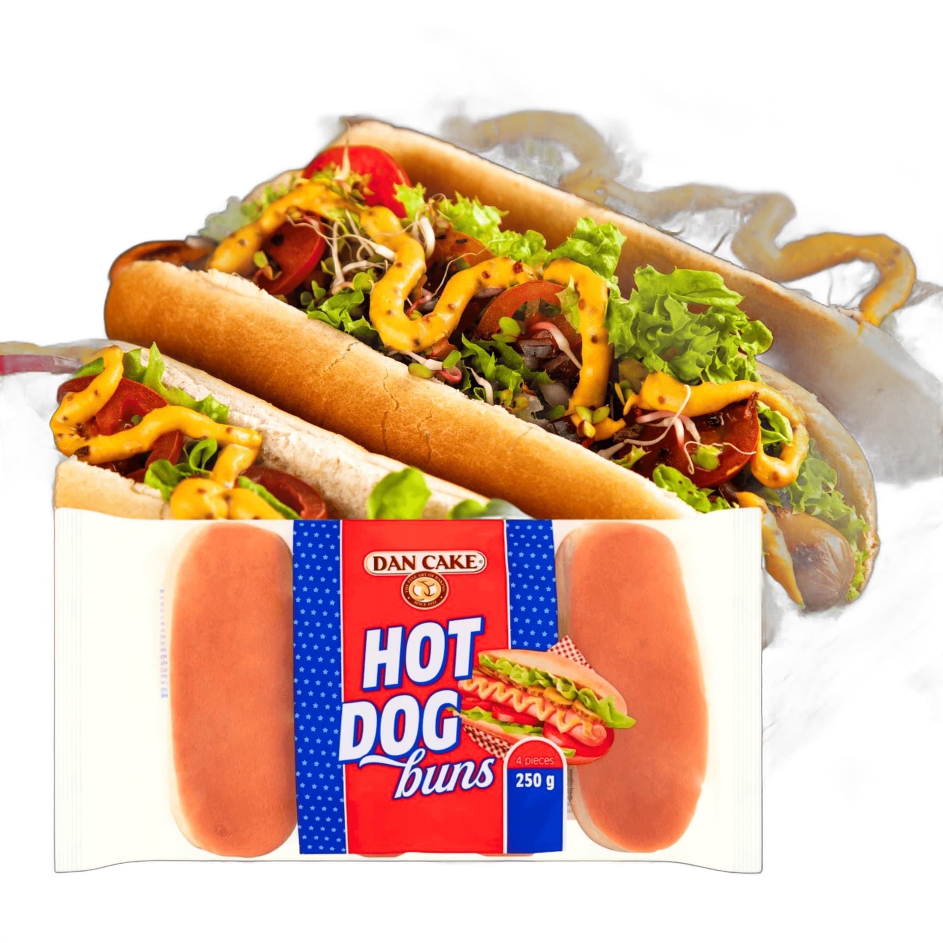 Dan Cake Hot Dog Buns 250g (x4szt)
