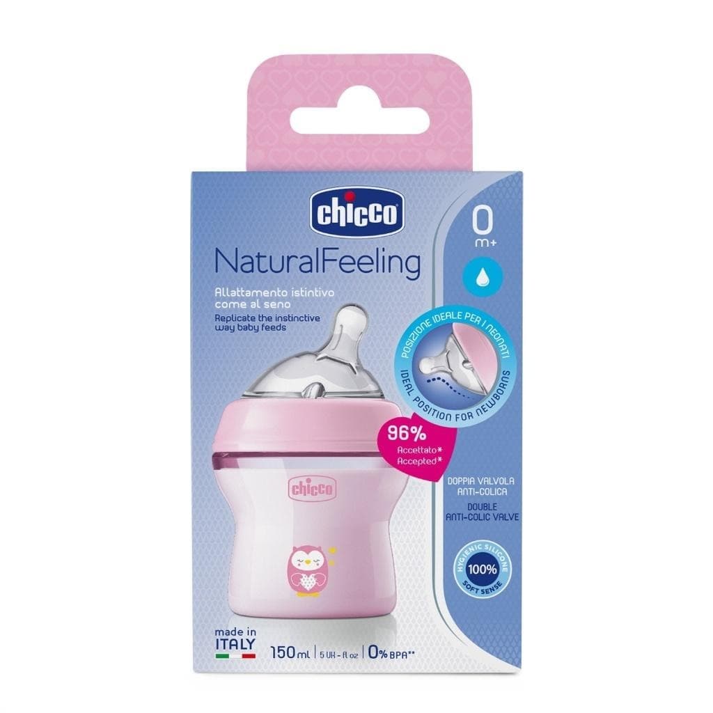 Butelka antykolkowa Chicco NaturalFeeling 150 ml różowa 0m+