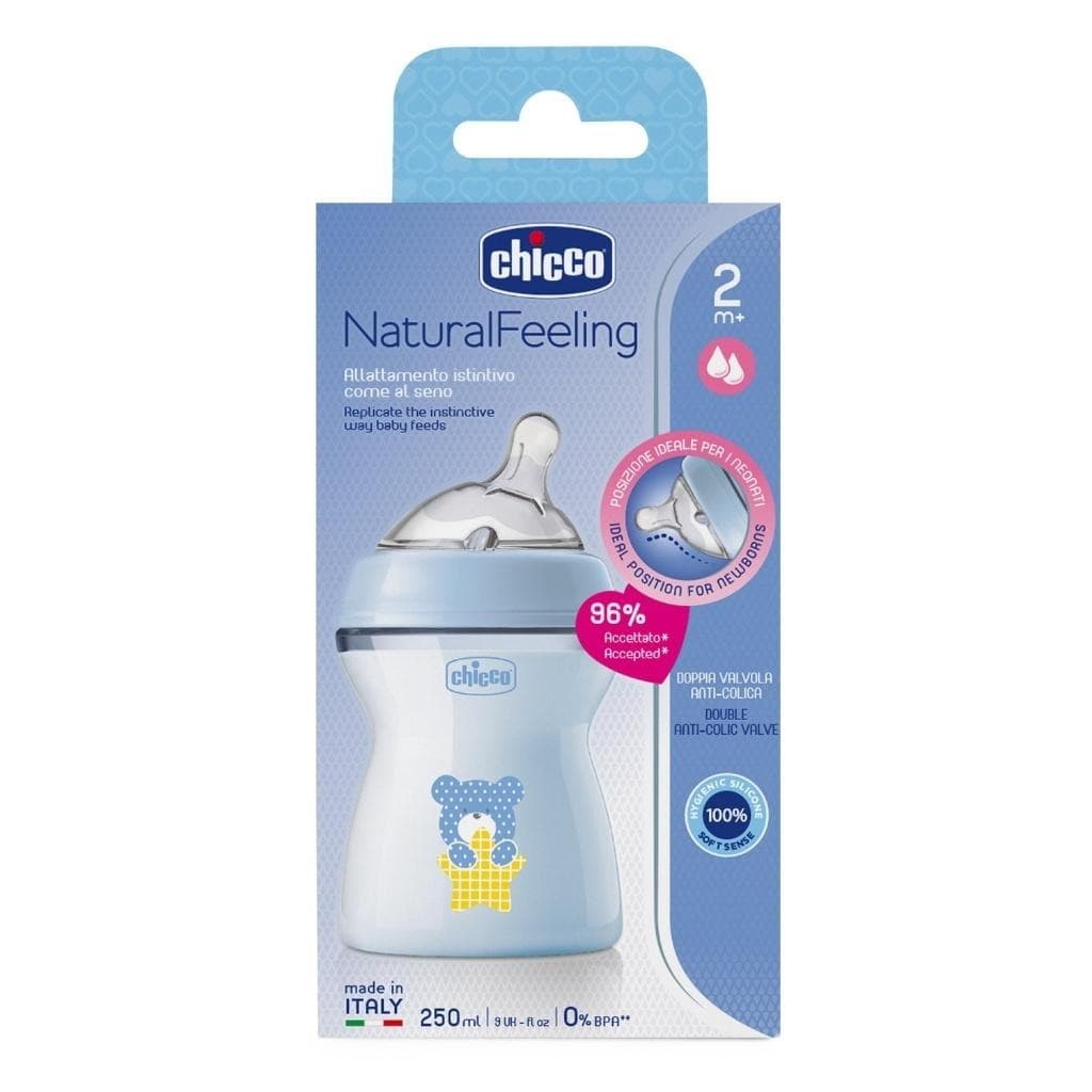 Butelka antykolkowa Chicco NaturalFeeling 250 ml niebieska 2m+