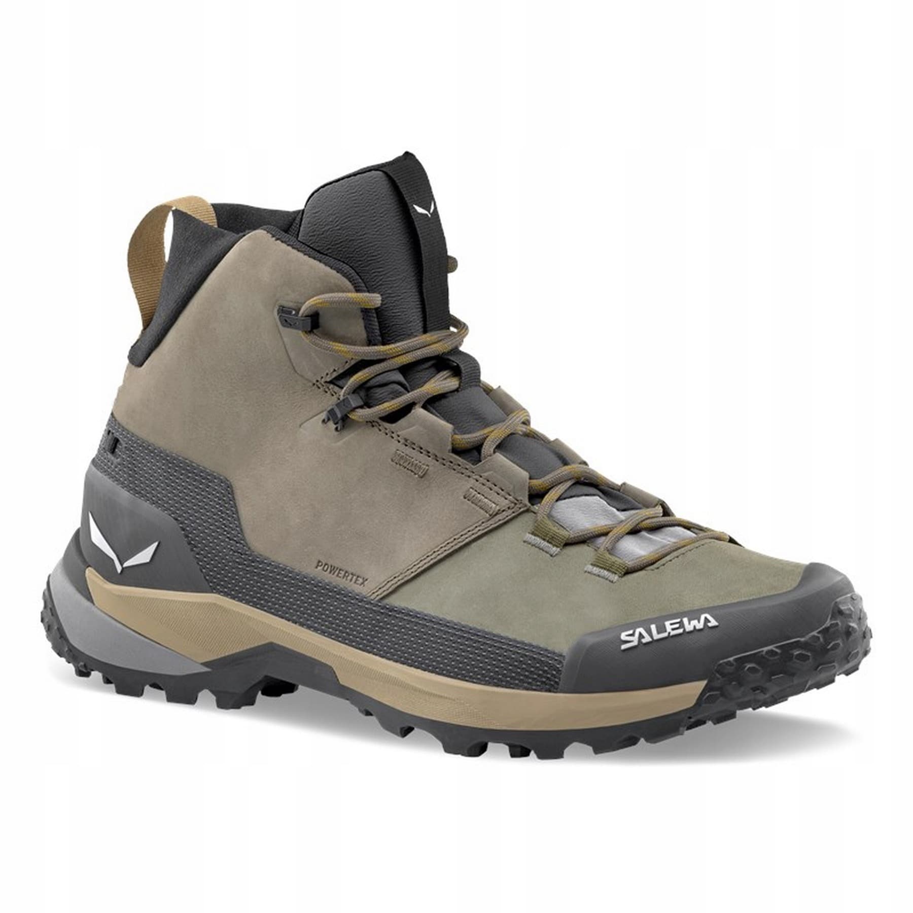 Buty trekkingowe Salewa Puez Leather Mid PTX szaro-czarne