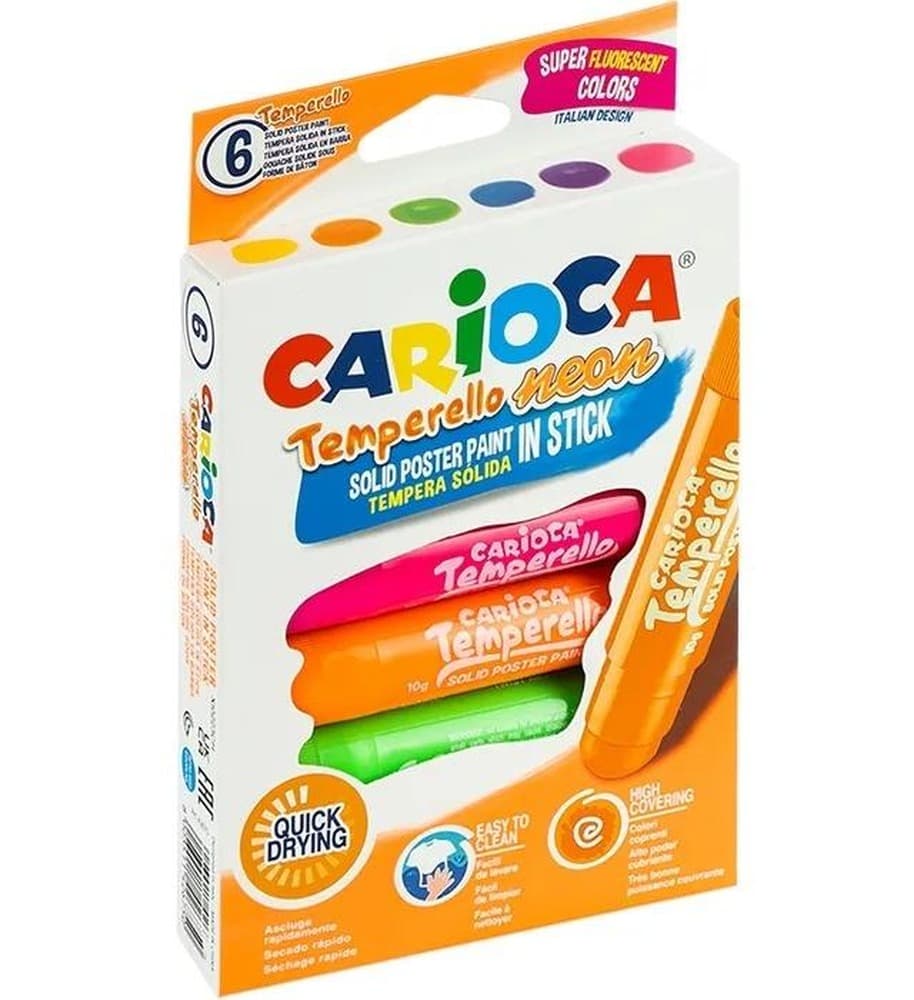 Carioca Farby w Sztyfcie Neonowe 6 kolorów