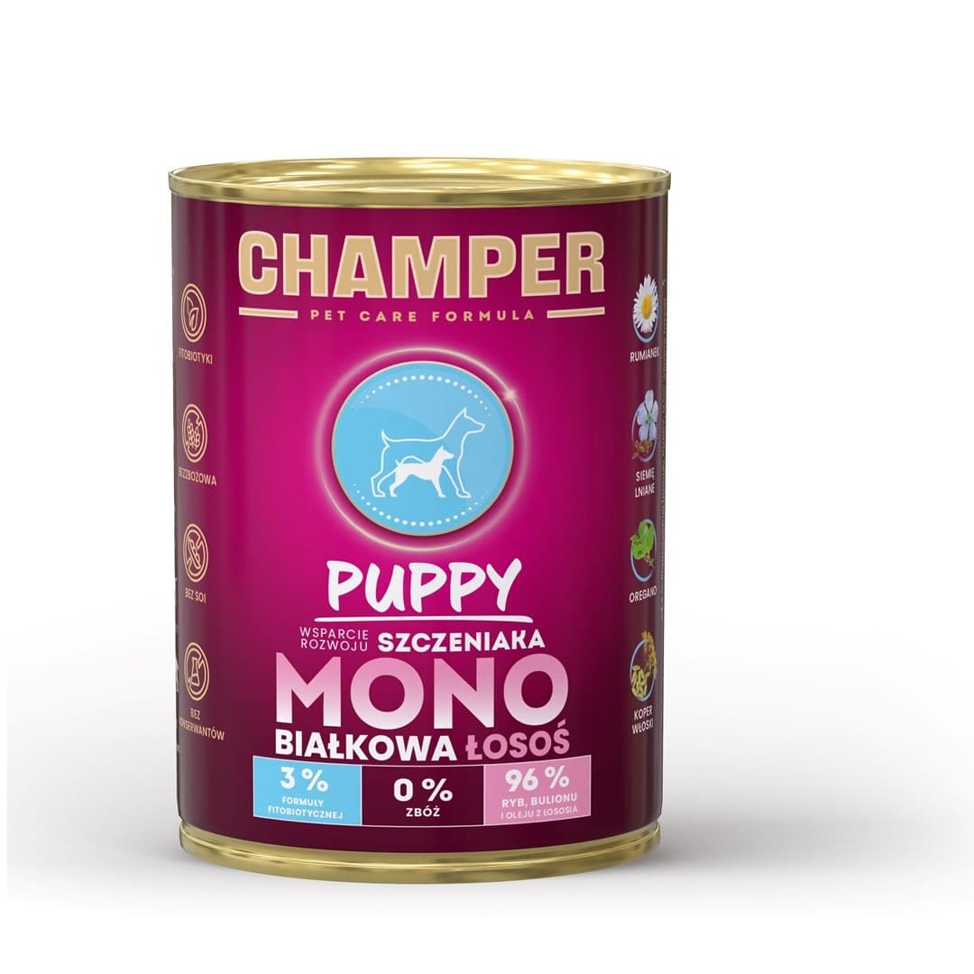 Champer Puppy Monobiałkowa karma mokra dla psa z łososiem 400 g