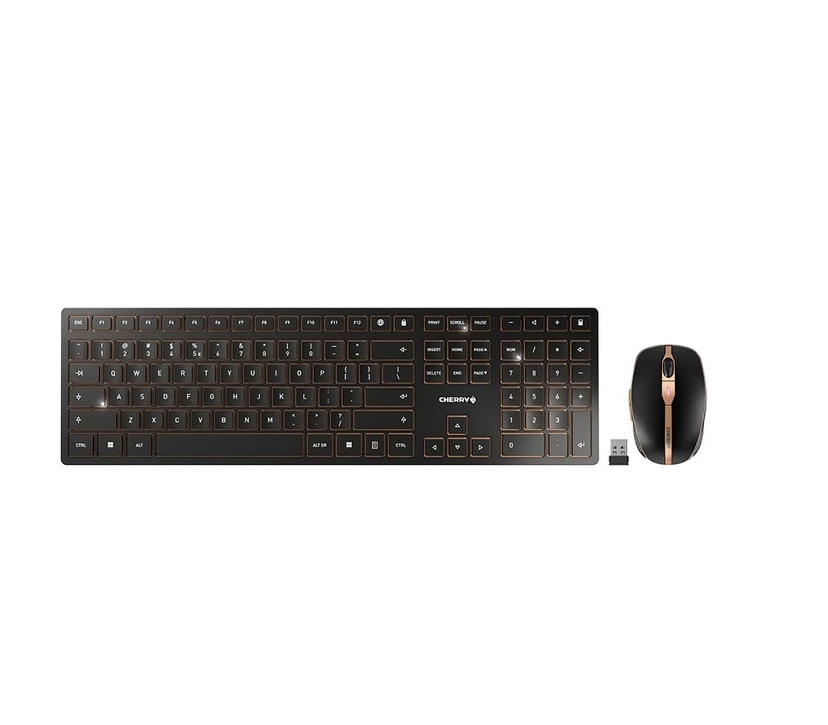 Cherry DW9100 Bezprzewodowa Slim Klawiatura i Mysz Combo EU czarno-brązowa