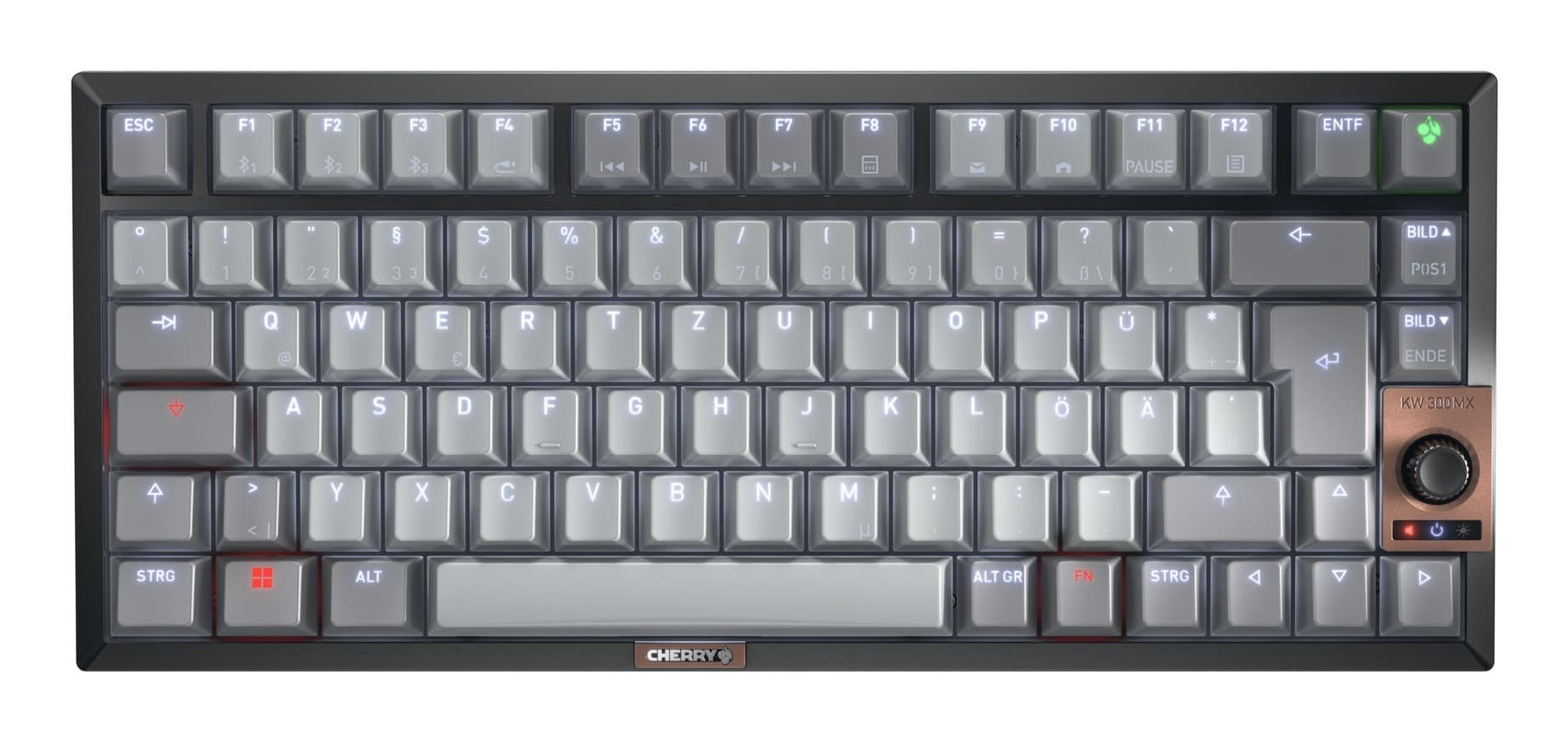 Klawiatura CHERRY MX 2A Cicha Czerwona Bezprzewodowa DE LT