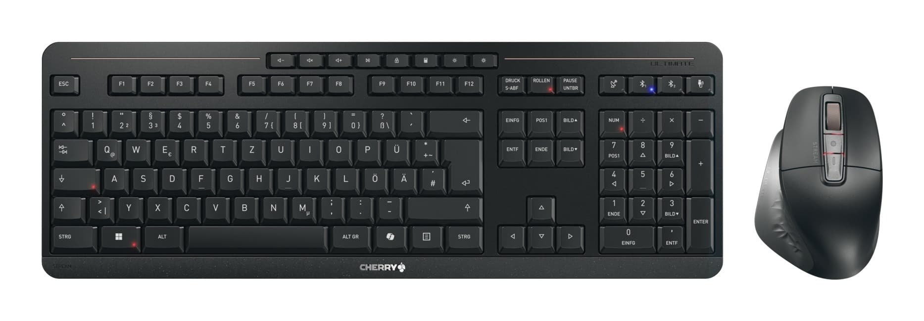 CHERRY Stream Desktop Ultimate - Klawiatura z myszką (QWERTZ, Niemiecki, Czarny)