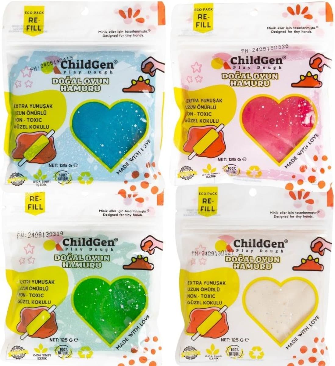 ChildGen Ciastolina brokatowa Eko-Pack 4 kolory 125 g