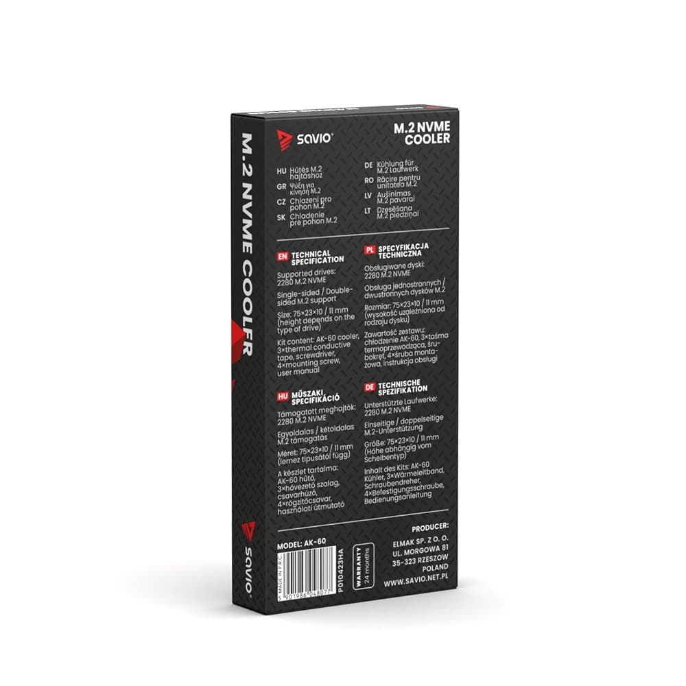 Chłodzenie dysku SSD M.2 NVMe 2280 Savio AK-60