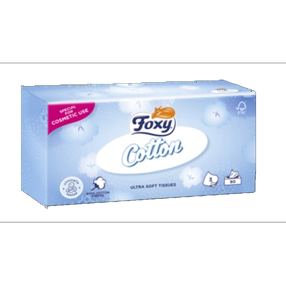Chusteczki kosmetyczne Foxy Cotton Ultra 90 sztuk