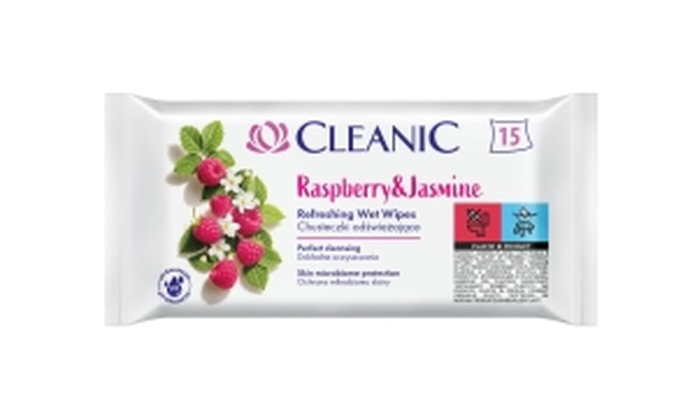 Cleanic Chusteczki Nawilżane Raspberry & Jasmine 15 sztuk