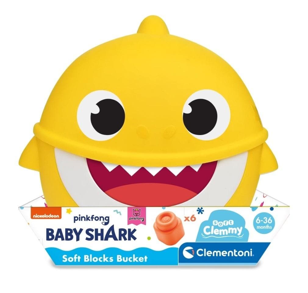 Clemmy Baby Shark miękkie klocki 6 szt. w wiaderku