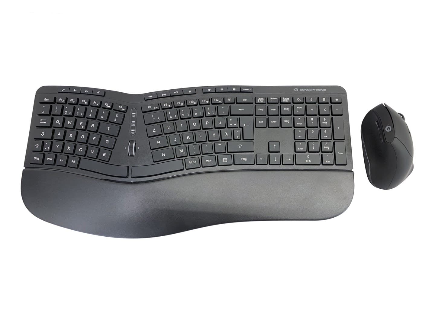 Conceptronic Orazio Ergo Wireless myszka ergonomiczna czarna, 1600 DPI, 6 przycisków, QWERTZ