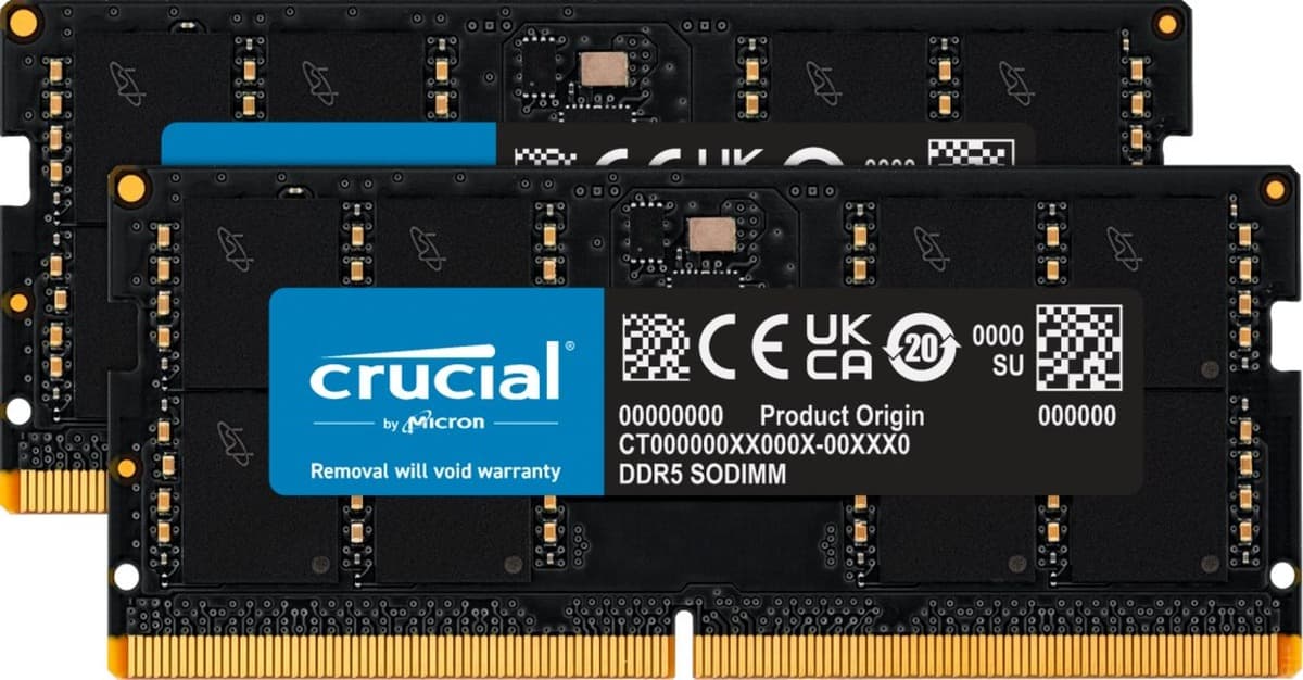 Crucial Value 64GB (2x32GB) DDR5 4800MHz CL40 1.1V SO-DIMM